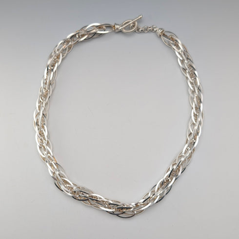 Vintage sterling silver extra thick weave chain necklace 88g